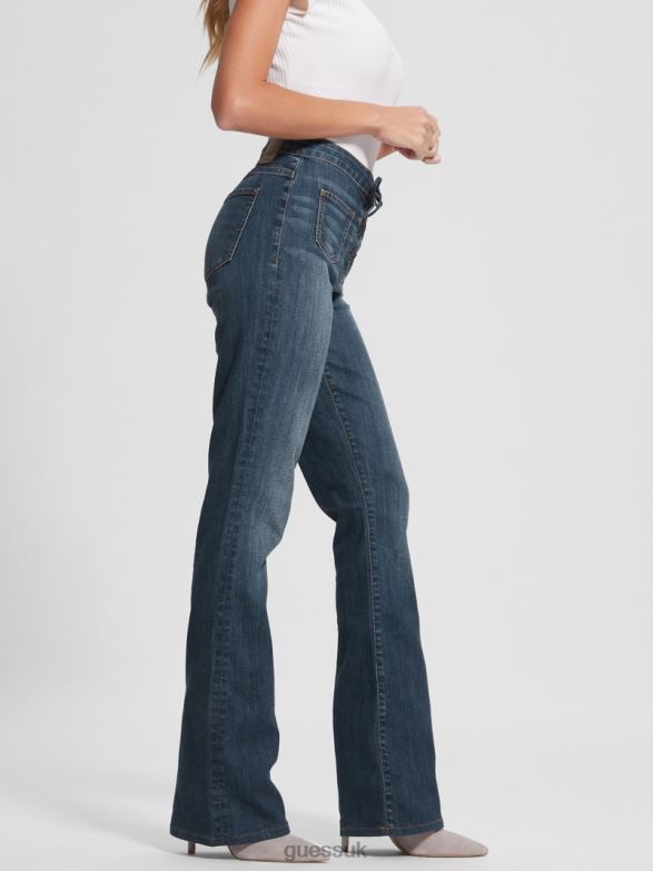 GUESS Women Harlow Lace-Up Flare Jeans Lost Palms Apparel V28V699