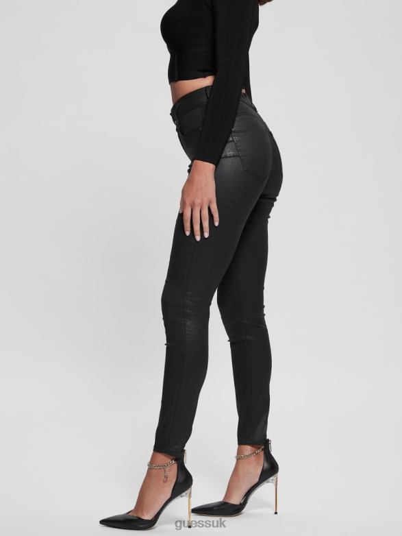 GUESS Women High-Rise Shape Up Jeans Coated Black Apparel V28V6188