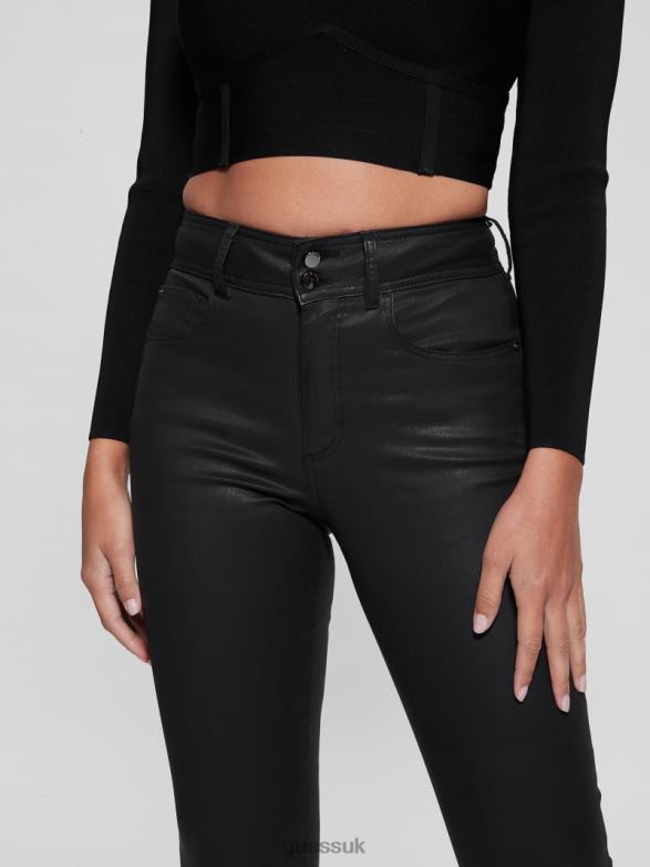 GUESS Women High-Rise Shape Up Jeans Coated Black Apparel V28V6188