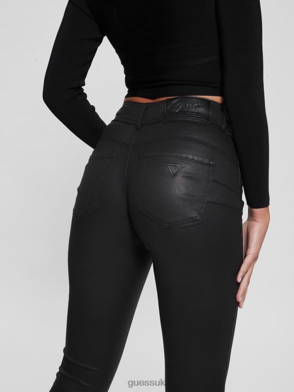 GUESS Women High-Rise Shape Up Jeans Coated Black Apparel V28V6188