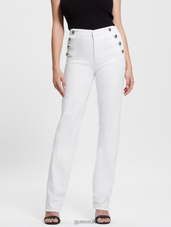 GUESS Women Lula Straight Jeans Optic White Apparel V28V678