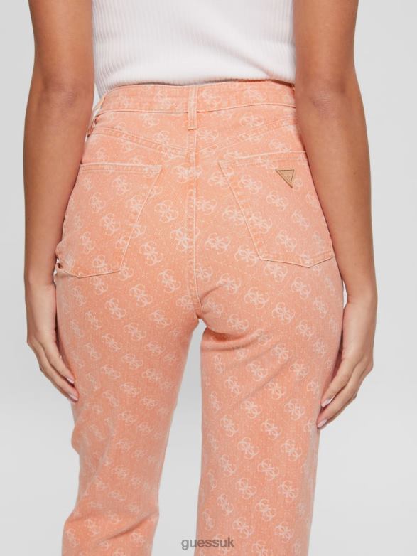 GUESS Women Melrose Quattro G Print Jeans Apricot Juice Apparel V28V6290