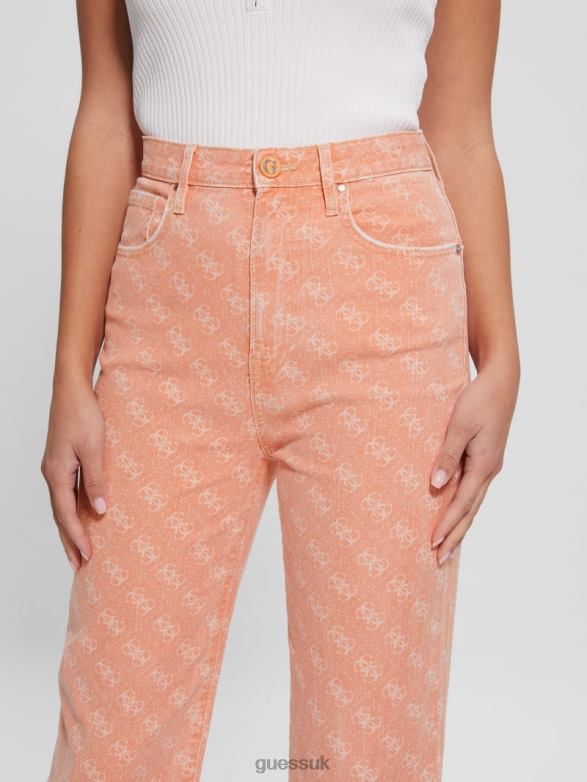 GUESS Women Melrose Quattro G Print Jeans Apricot Juice Apparel V28V6290