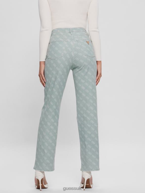 GUESS Women Melrose Quattro G Print Jeans Hazy Green Apparel V28V6283