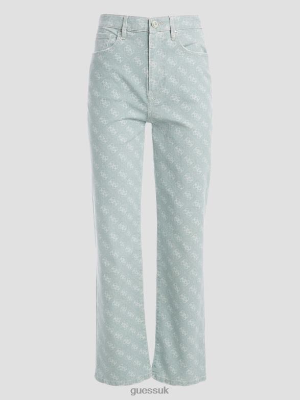GUESS Women Melrose Quattro G Print Jeans Hazy Green Apparel V28V6283