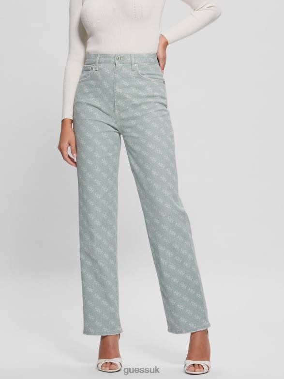 GUESS Women Melrose Quattro G Print Jeans Hazy Green Apparel V28V6283