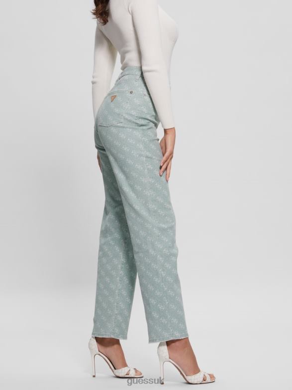GUESS Women Melrose Quattro G Print Jeans Hazy Green Apparel V28V6283