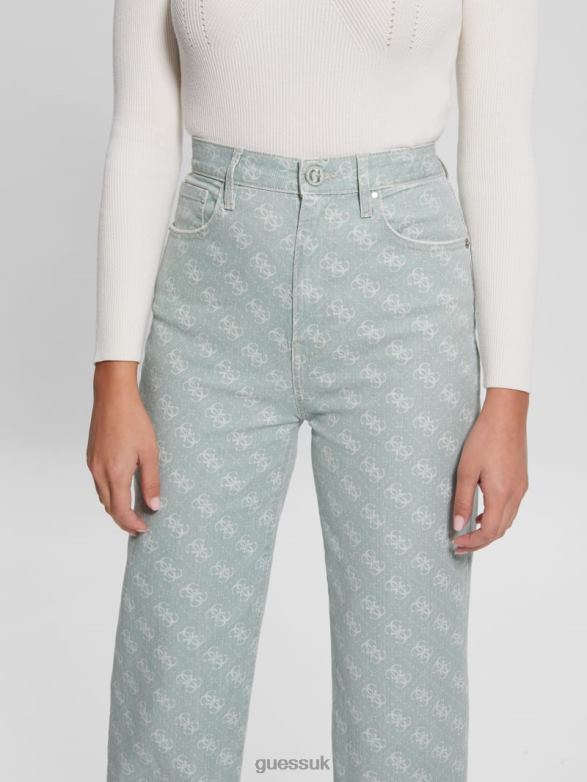 GUESS Women Melrose Quattro G Print Jeans Hazy Green Apparel V28V6283