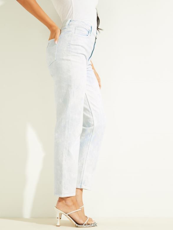 GUESS Women Mom Jeans Agua Acid Wash Apparel V28V6228