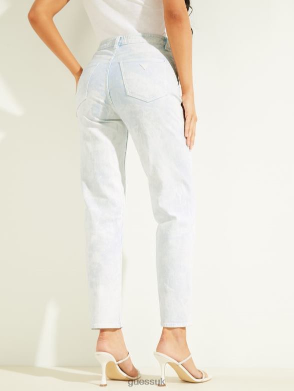 GUESS Women Mom Jeans Agua Acid Wash Apparel V28V6228