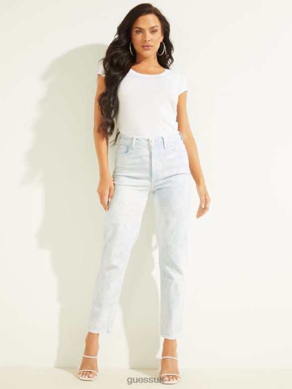 GUESS Women Mom Jeans Agua Acid Wash Apparel V28V6228