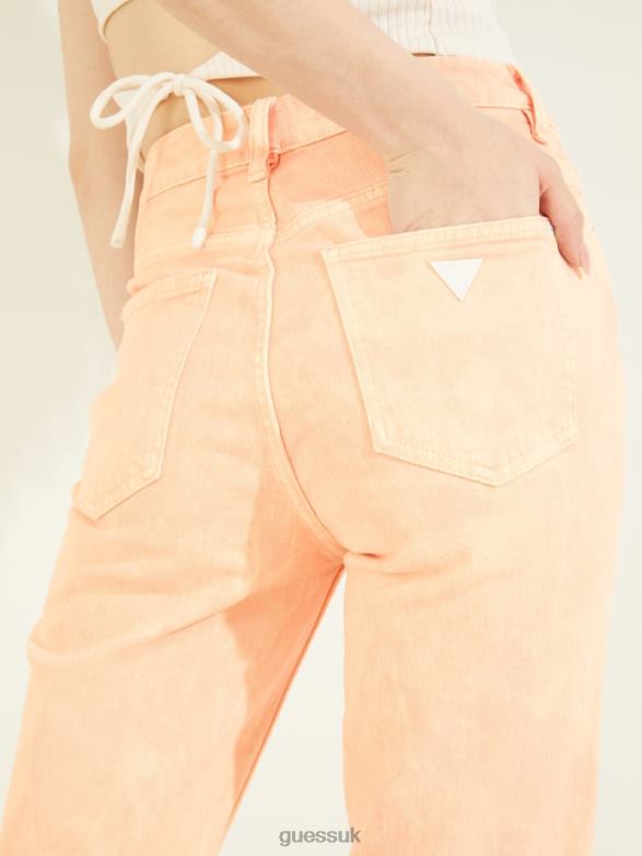 GUESS Women Mom Jeans Durazno Acid Wash Apparel V28V6261