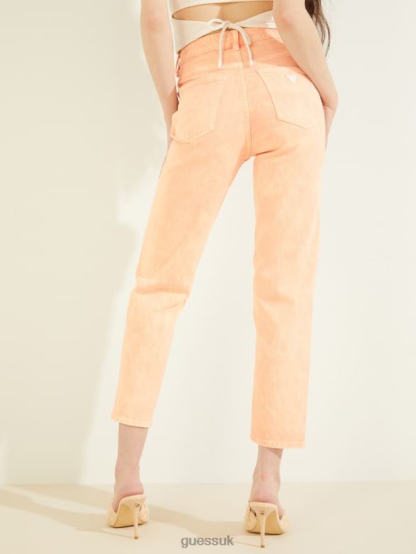 GUESS Women Mom Jeans Durazno Acid Wash Apparel V28V6261