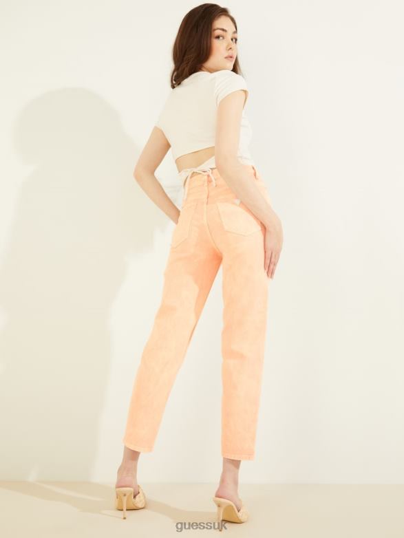 GUESS Women Mom Jeans Durazno Acid Wash Apparel V28V6261