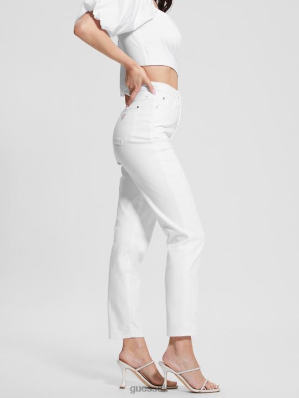 GUESS Women Mom Jeans Pure White Apparel V28V696