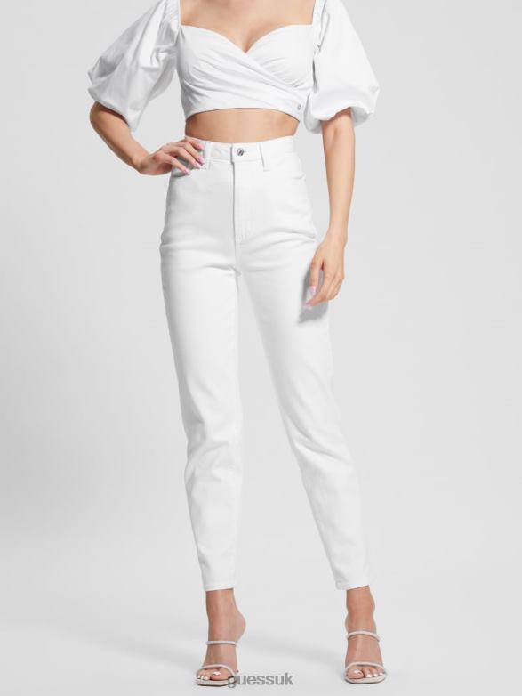 GUESS Women Mom Jeans Pure White Apparel V28V696