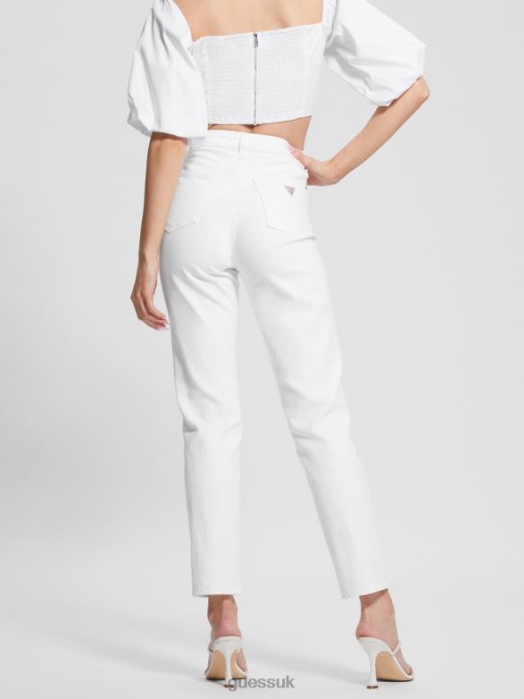 GUESS Women Mom Jeans Pure White Apparel V28V696