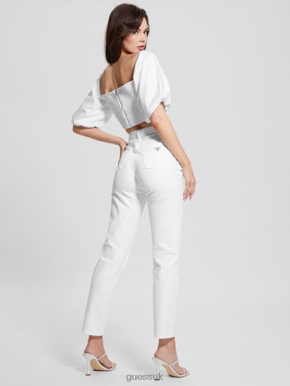GUESS Women Mom Jeans Pure White Apparel V28V696