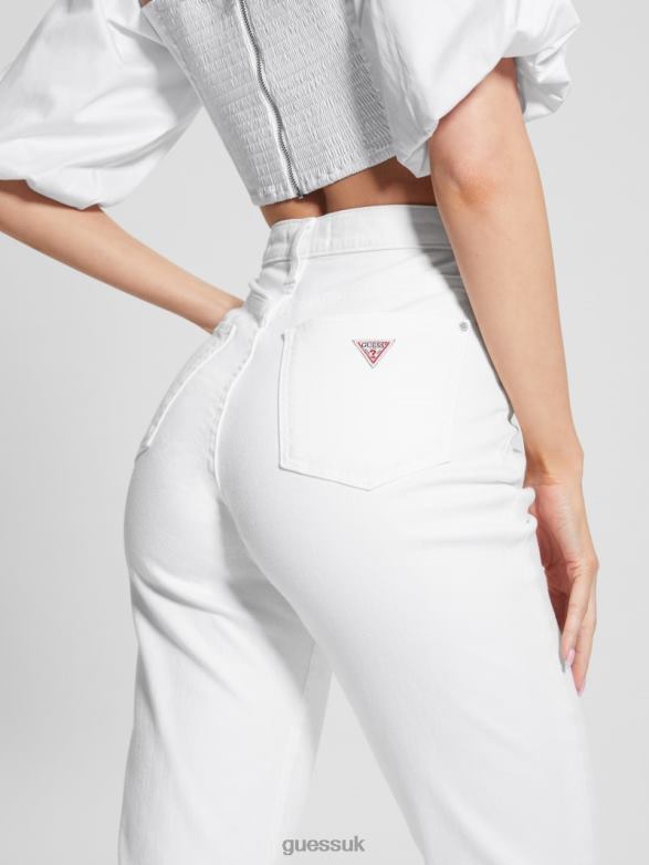 GUESS Women Mom Jeans Pure White Apparel V28V696