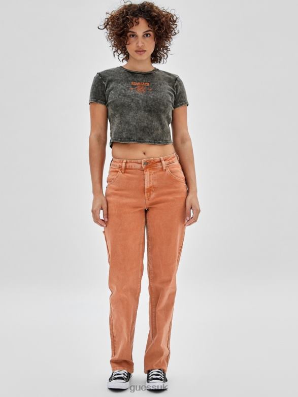 GUESS Women Originals Carpenter Jeans Real Orange Multi Apparel V28V6173