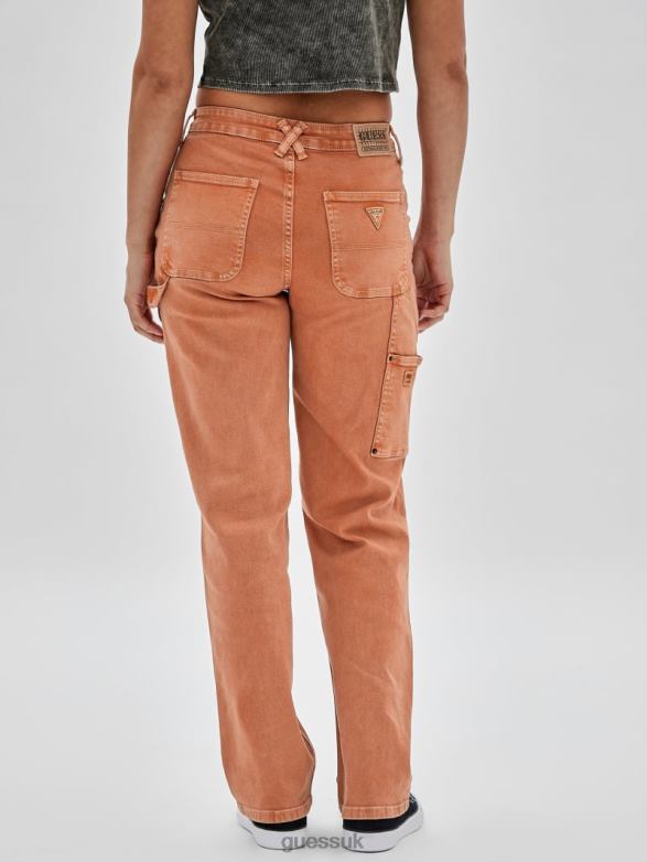 GUESS Women Originals Carpenter Jeans Real Orange Multi Apparel V28V6173