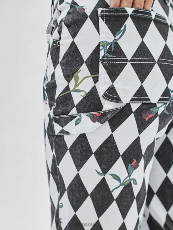 GUESS Women Originals Diamond Carpenter Jeans Jet Black Multi Apparel V28V6147