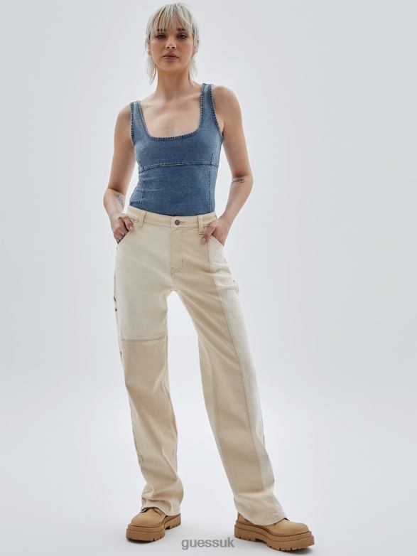 GUESS Women Originals Kit Carpenter Jeans Go Laurie Tan Wash Apparel V28V6165