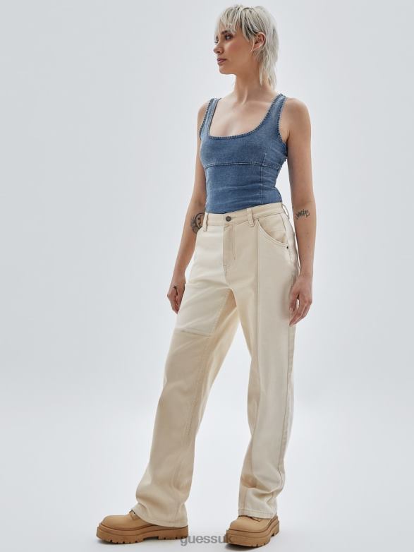 GUESS Women Originals Kit Carpenter Jeans Go Laurie Tan Wash Apparel V28V6165