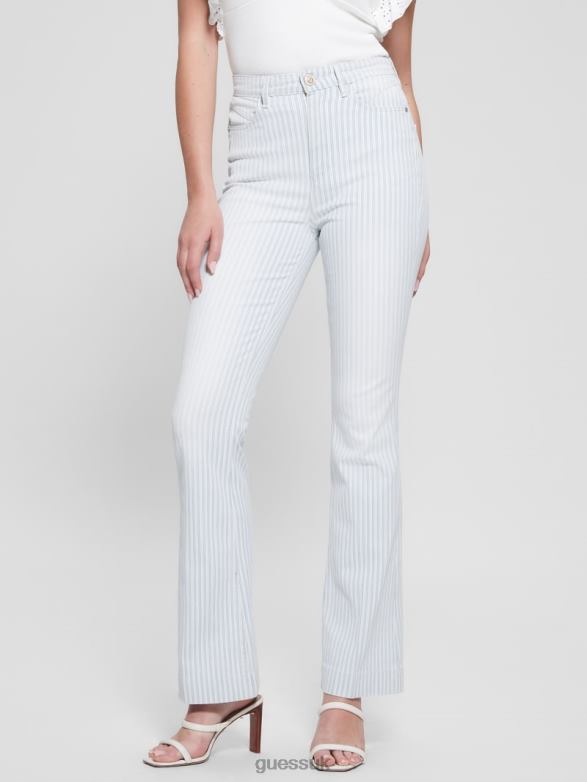 GUESS Women Pop '70s Striped Flared Jeans American Stripes Apparel V28V67