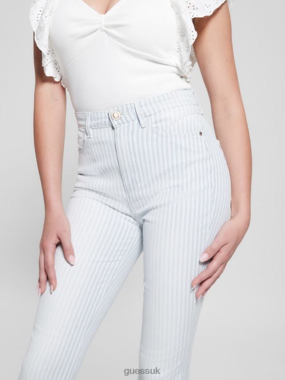 GUESS Women Pop '70s Striped Flared Jeans American Stripes Apparel V28V67