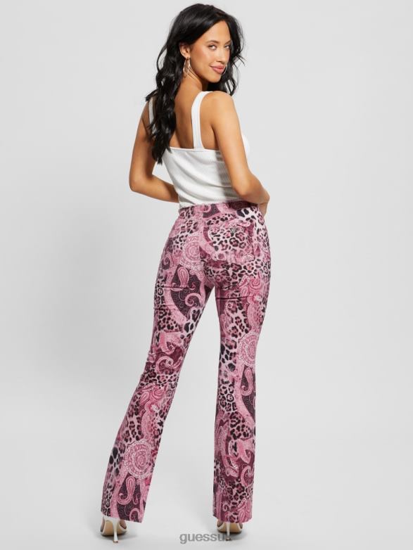 GUESS Women Pop '90s Frayed-Waist Flared Jeans Purple Kashmir Wash Apparel V28V6117