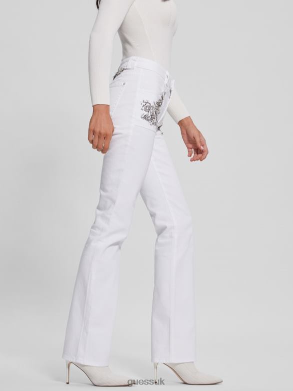 GUESS Women Rayna Baby Boot Jeans Pure White Multi Apparel V28V6156