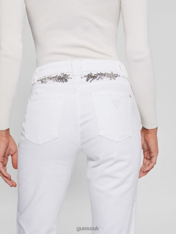 GUESS Women Rayna Baby Boot Jeans Pure White Multi Apparel V28V6156