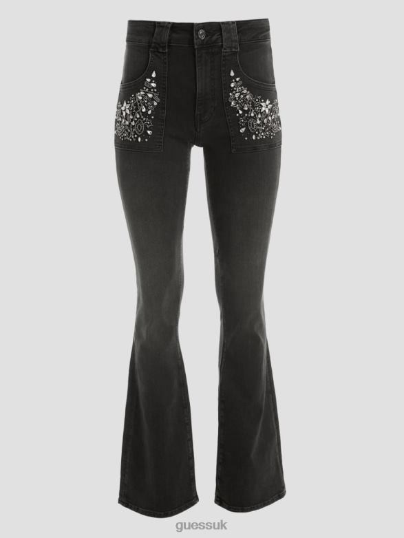 GUESS Women Rayna Embellished Baby Bootcut Jeans Night Out Apparel V28V6159