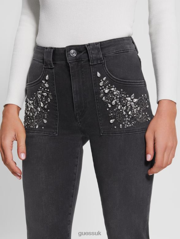 GUESS Women Rayna Embellished Baby Bootcut Jeans Night Out Apparel V28V6159