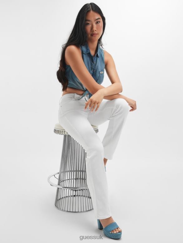 GUESS Women Sexy Straight Jeans Pure White Apparel V28V621