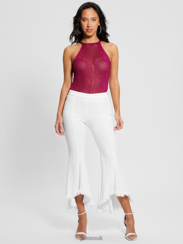 GUESS Women Sofia 1981 High-Rise Flared Jeans White Bufali Apparel V28V614