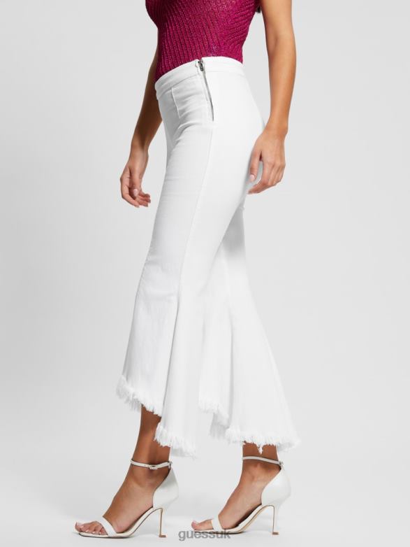 GUESS Women Sofia 1981 High-Rise Flared Jeans White Bufali Apparel V28V614