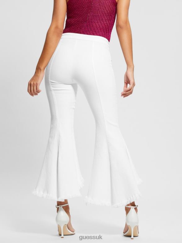 GUESS Women Sofia 1981 High-Rise Flared Jeans White Bufali Apparel V28V614