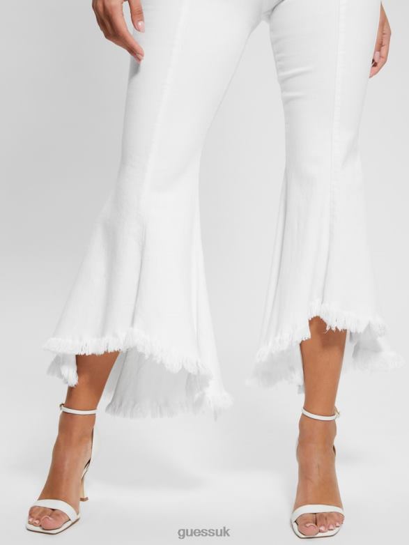 GUESS Women Sofia 1981 High-Rise Flared Jeans White Bufali Apparel V28V614
