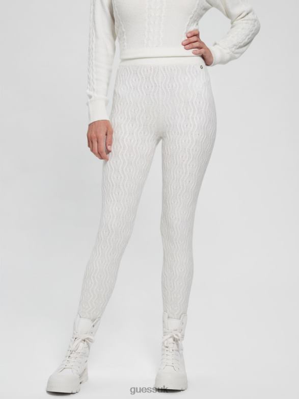 GUESS Women Blaire Wool-Blend Cable Leggings Dove White Apparel V28V62328