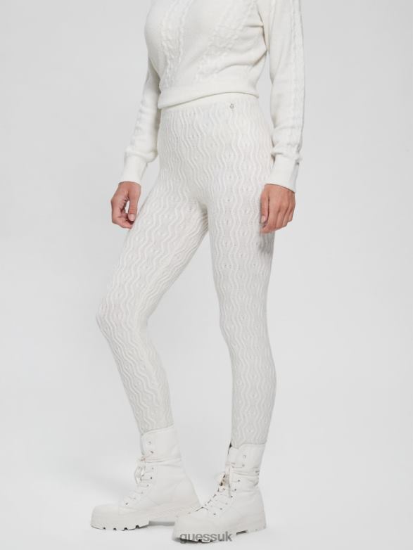 GUESS Women Blaire Wool-Blend Cable Leggings Dove White Apparel V28V62328