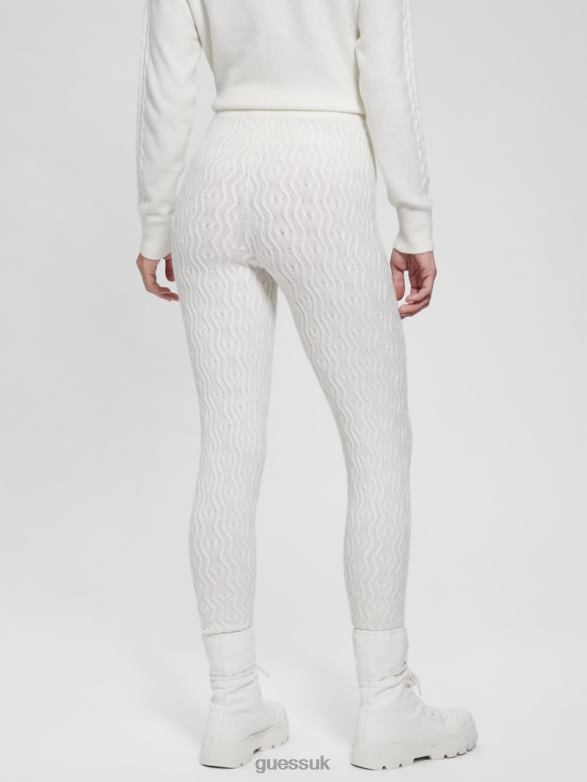GUESS Women Blaire Wool-Blend Cable Leggings Dove White Apparel V28V62328