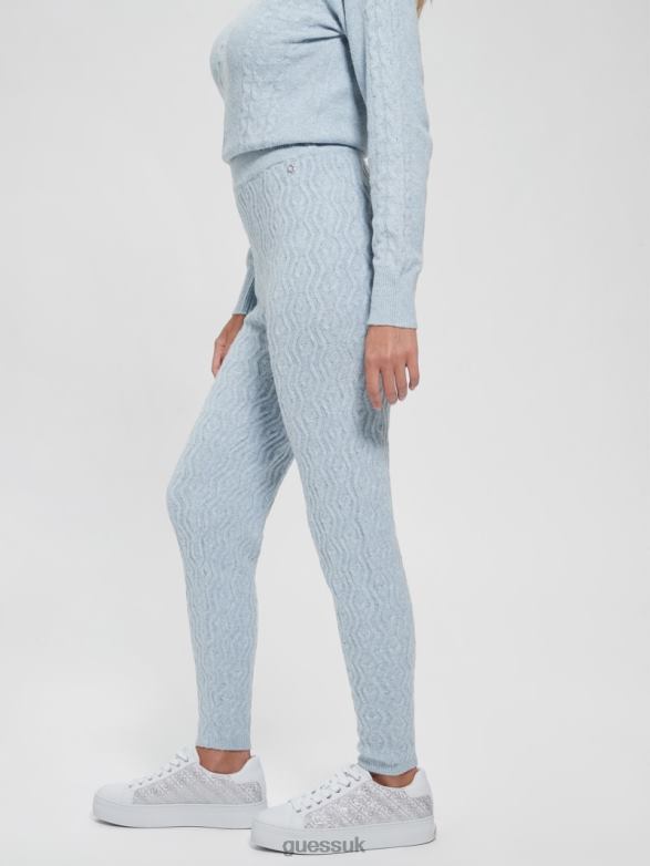 GUESS Women Blaire Wool-Blend Cable Leggings Sky Dusk Apparel V28V62156