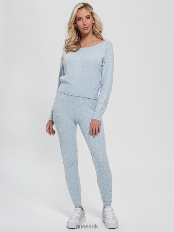 GUESS Women Blaire Wool-Blend Cable Leggings Sky Dusk Apparel V28V62156