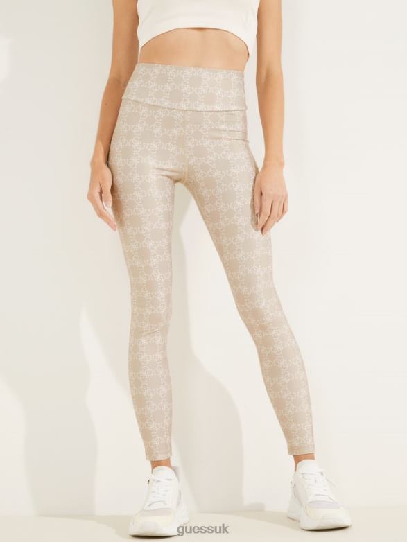 GUESS Women Caitlin Logo Leggings 4G Logomania Dove Nest Apparel V28V62301