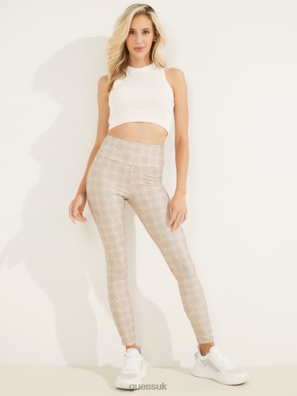 GUESS Women Caitlin Logo Leggings 4G Logomania Dove Nest Apparel V28V62301
