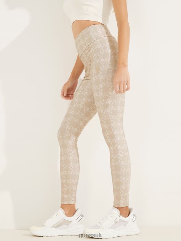 GUESS Women Caitlin Logo Leggings 4G Logomania Dove Nest Apparel V28V62301