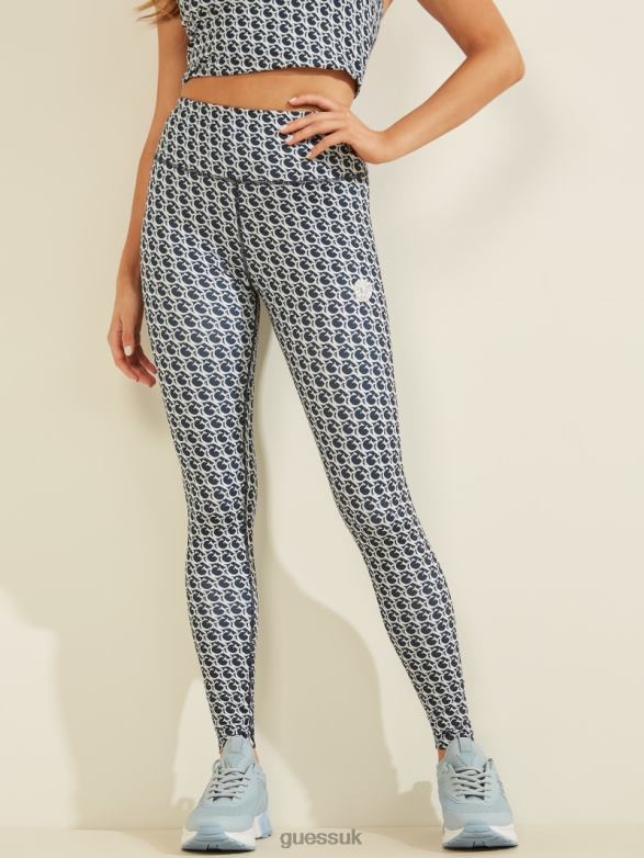 GUESS Women Caitlin Logo Leggings Allover Gj Blue Combo Apparel V28V62527