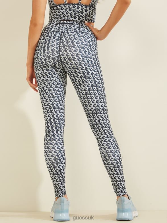 GUESS Women Caitlin Logo Leggings Allover Gj Blue Combo Apparel V28V62527